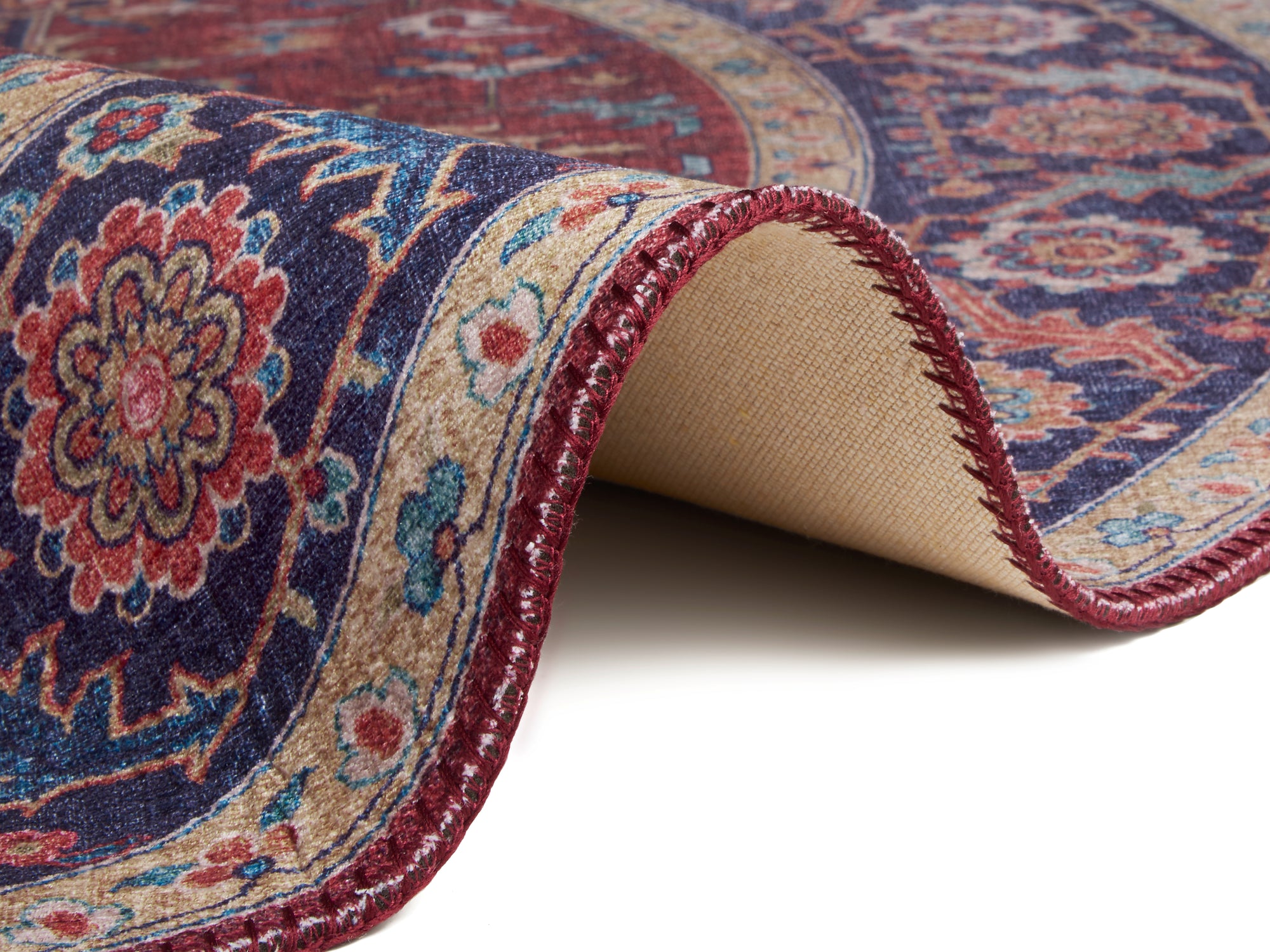 Hanse Home Anthea Orientalisk Rund Matta, 160cm, Vinröd