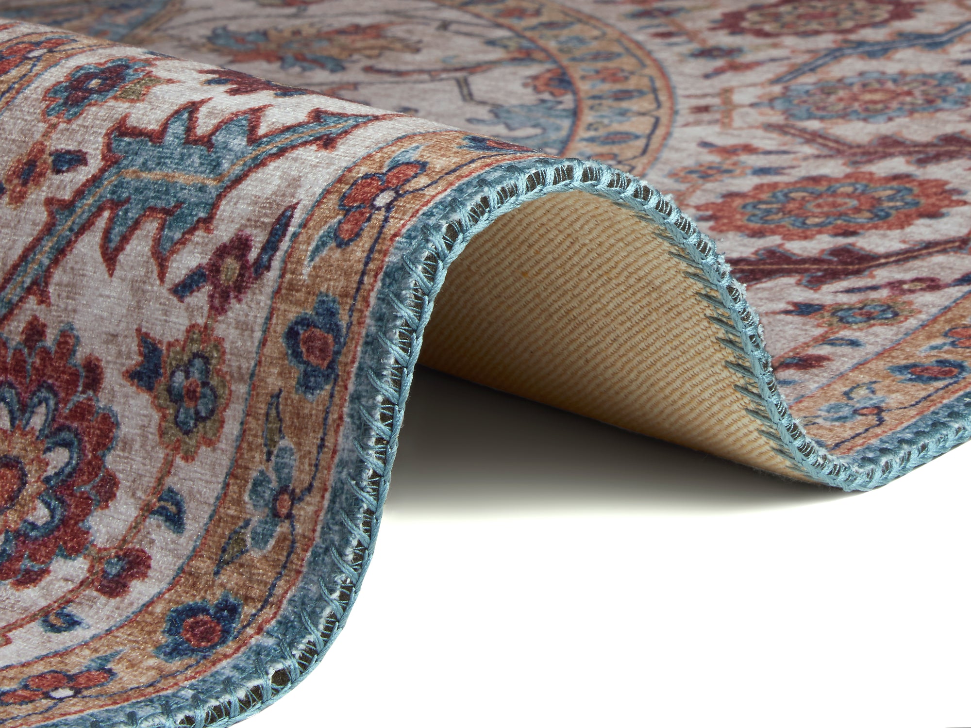 Hanse Home Anthea Orientalisk Rund Matta, 160cm, Ljusblå