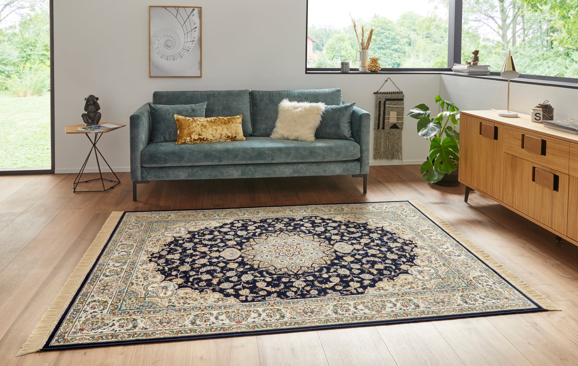 Hanse Home Nain Orientalisk Matta, Viskos, Svart