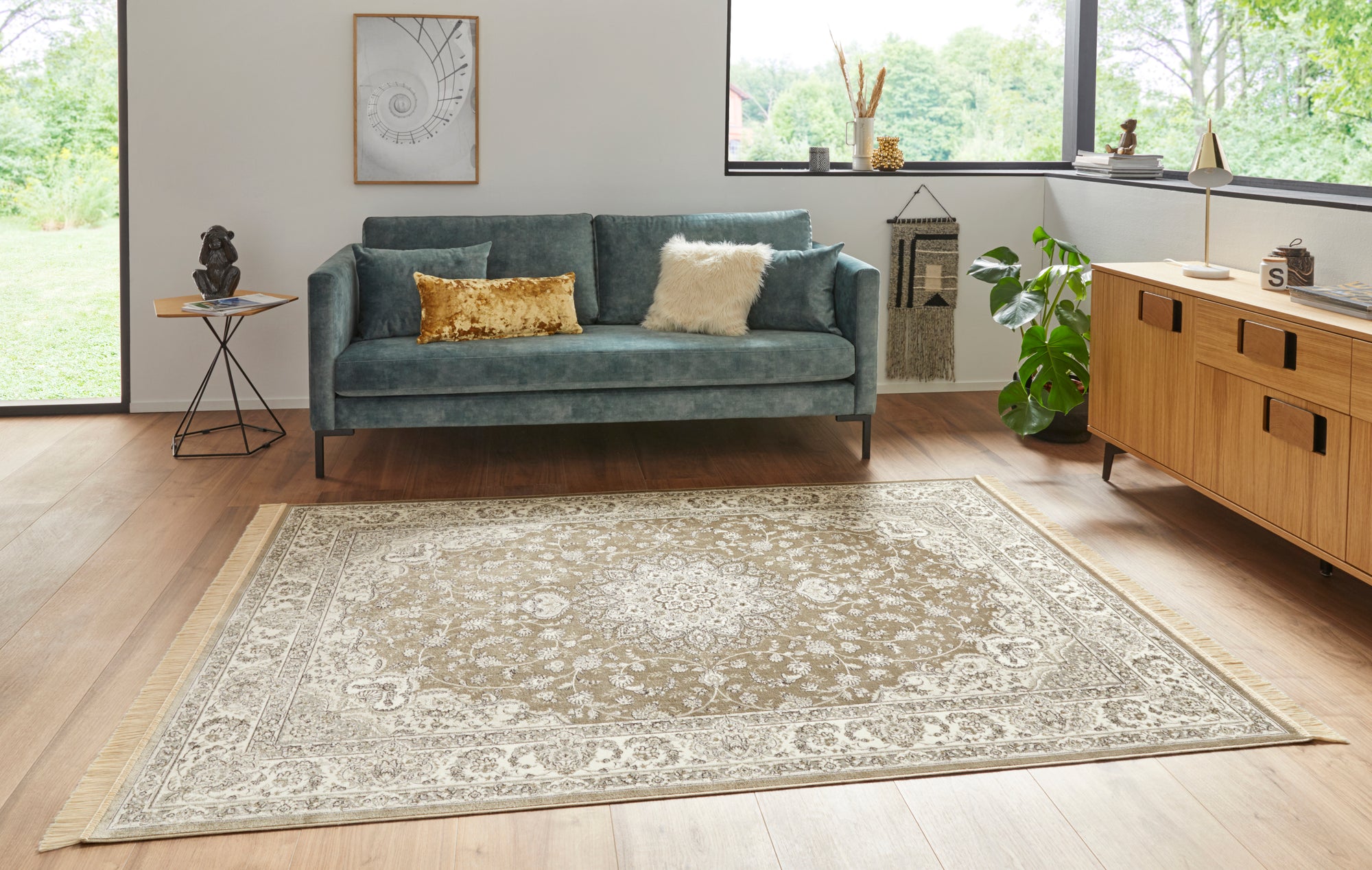 Hanse Home Nain Orientalisk Matta, Viskos, Beige
