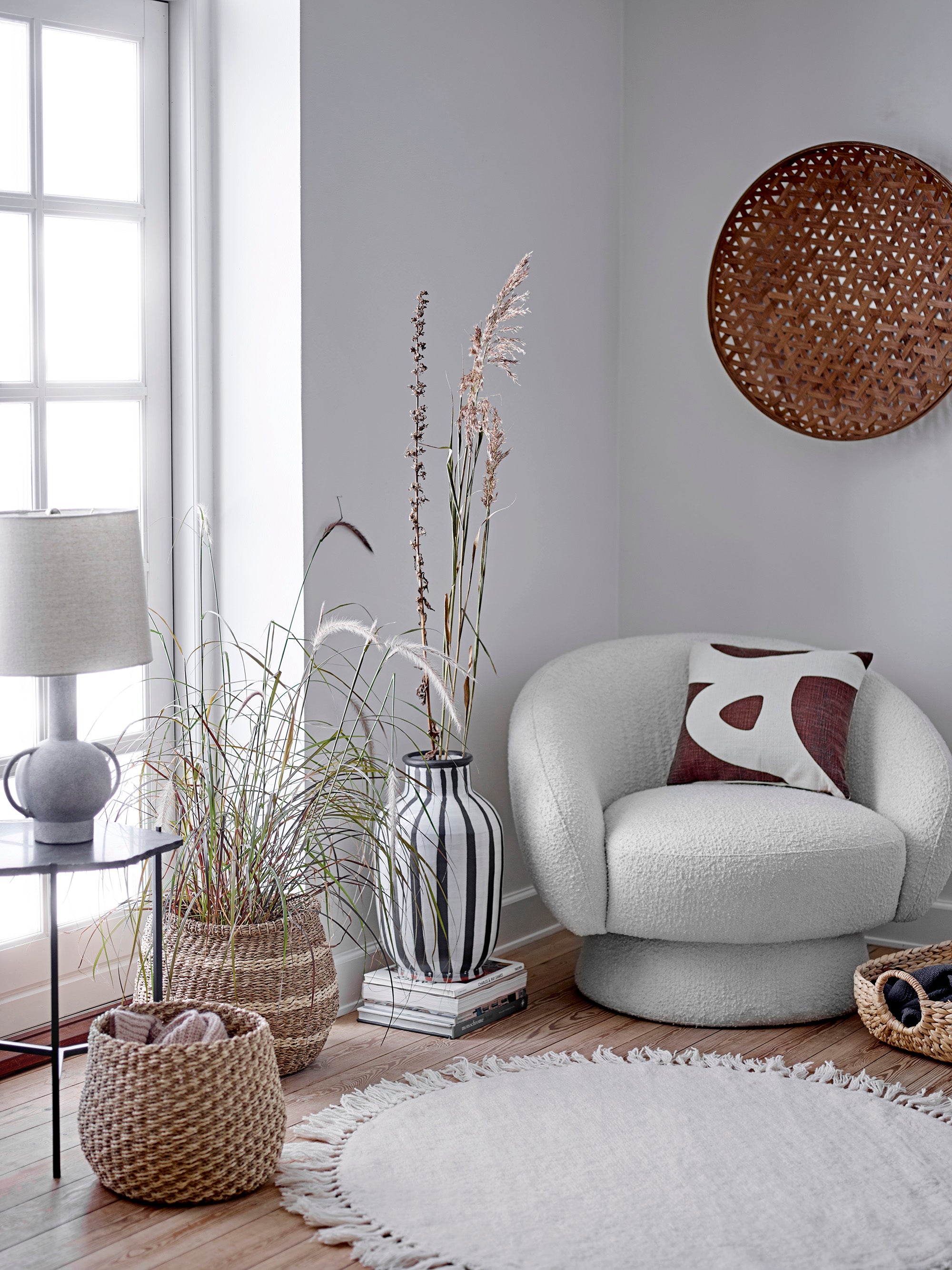 Bloomingville Lenea Matta, Ull, 110cm, Vit