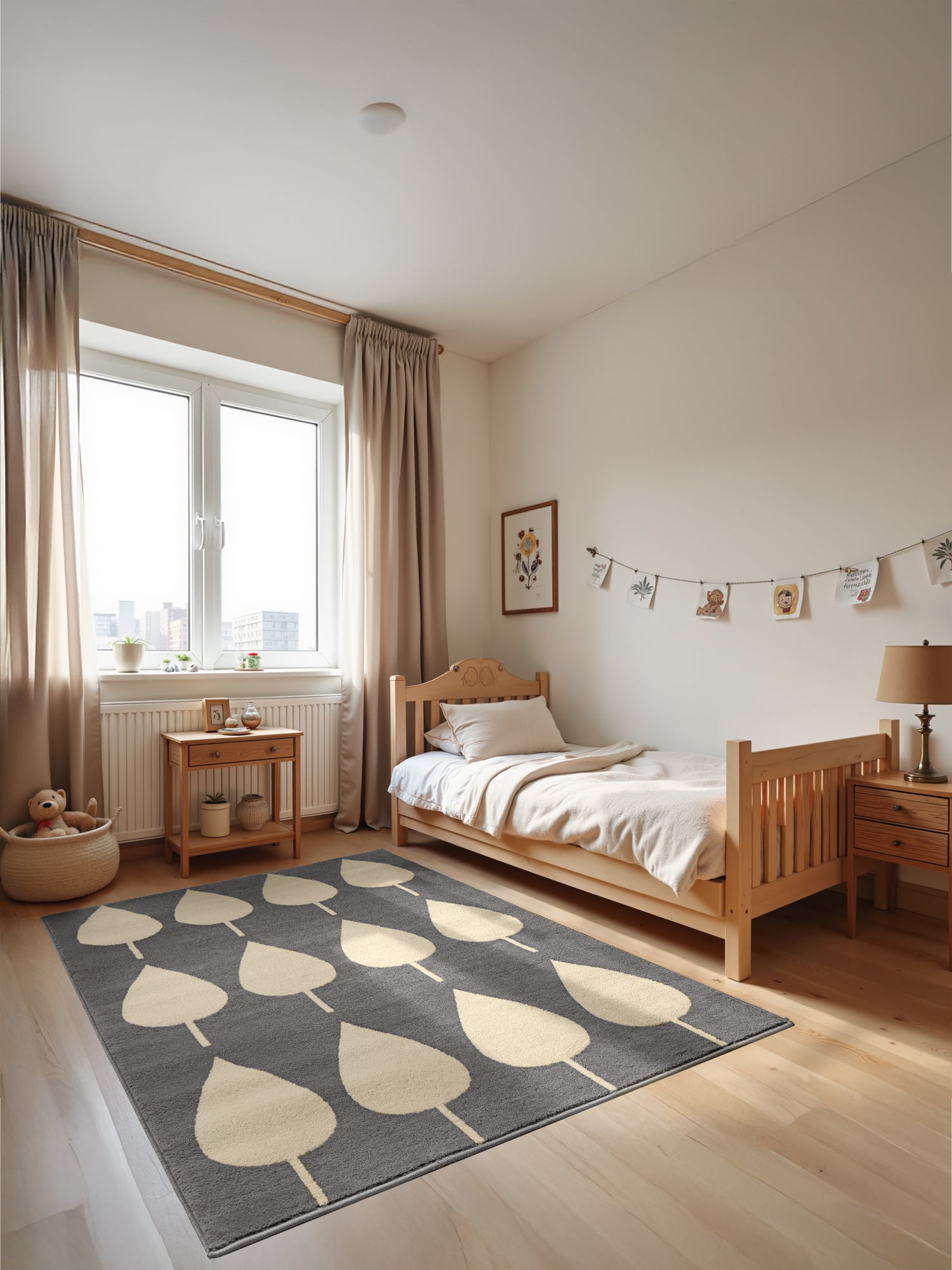 Hanse Home Löv Matta, Grå