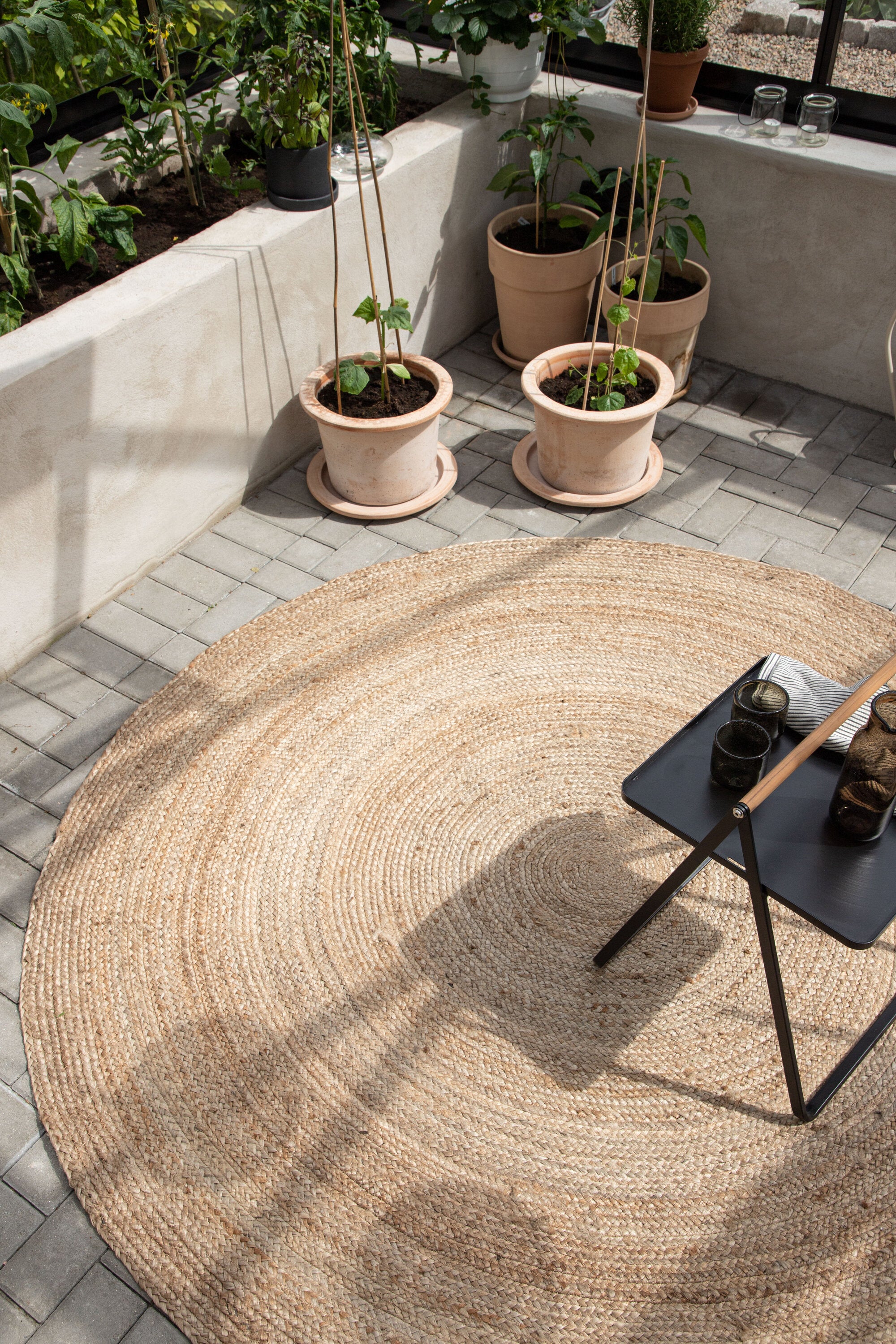 Venture Home Oliver Rund Matta, Jute, 200cm, Natur
