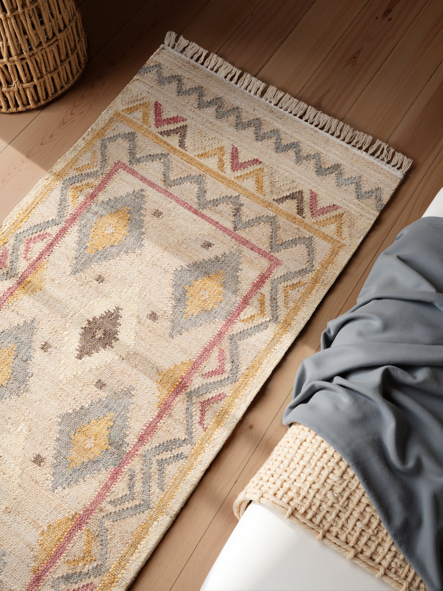 Elle Decoration Kelim Orientalisk Matta, Jute, 80x200cm, Flerfärgad/Vit