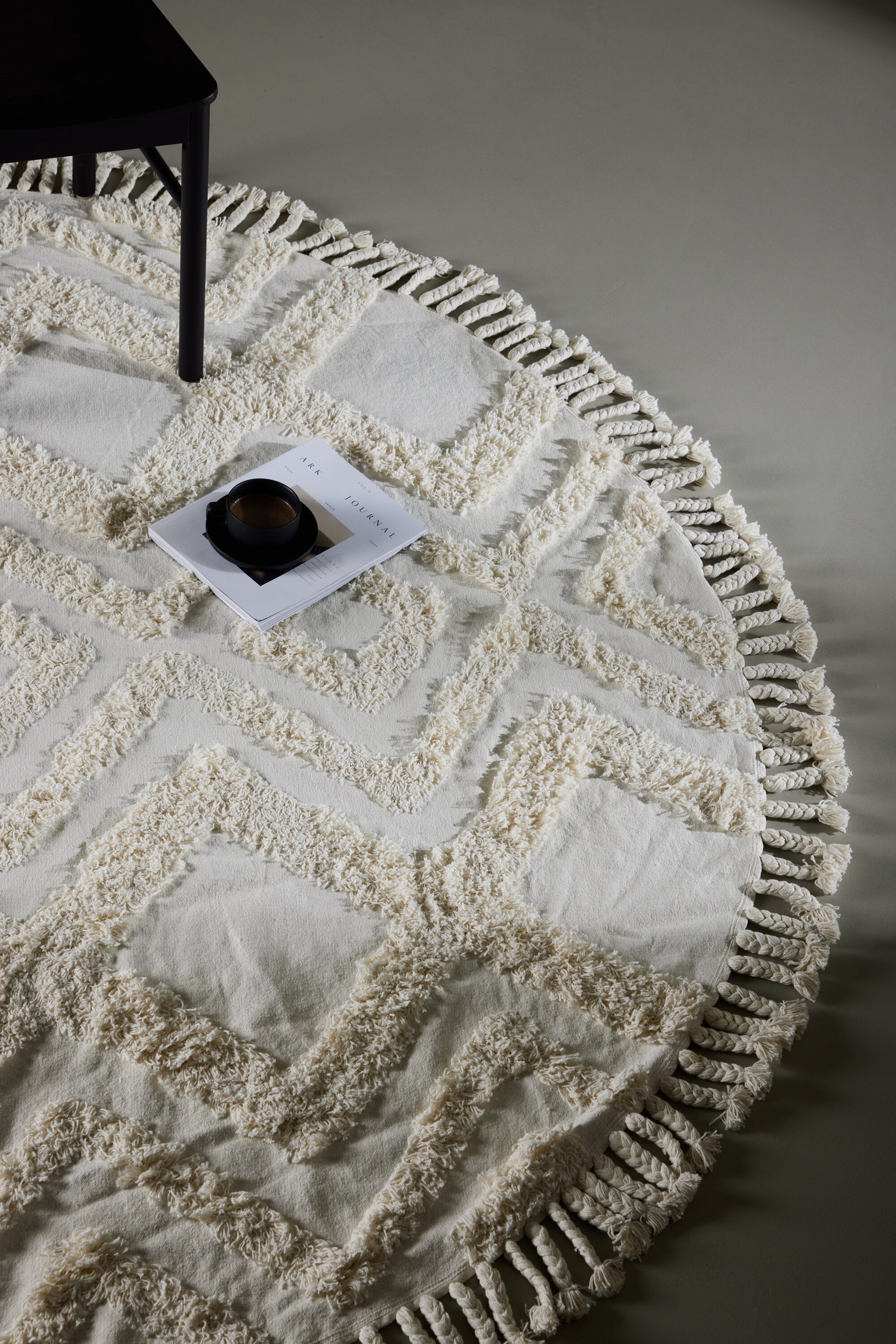 Venture Home Hilma Rund Matta, Bomull, 200cm, Vit