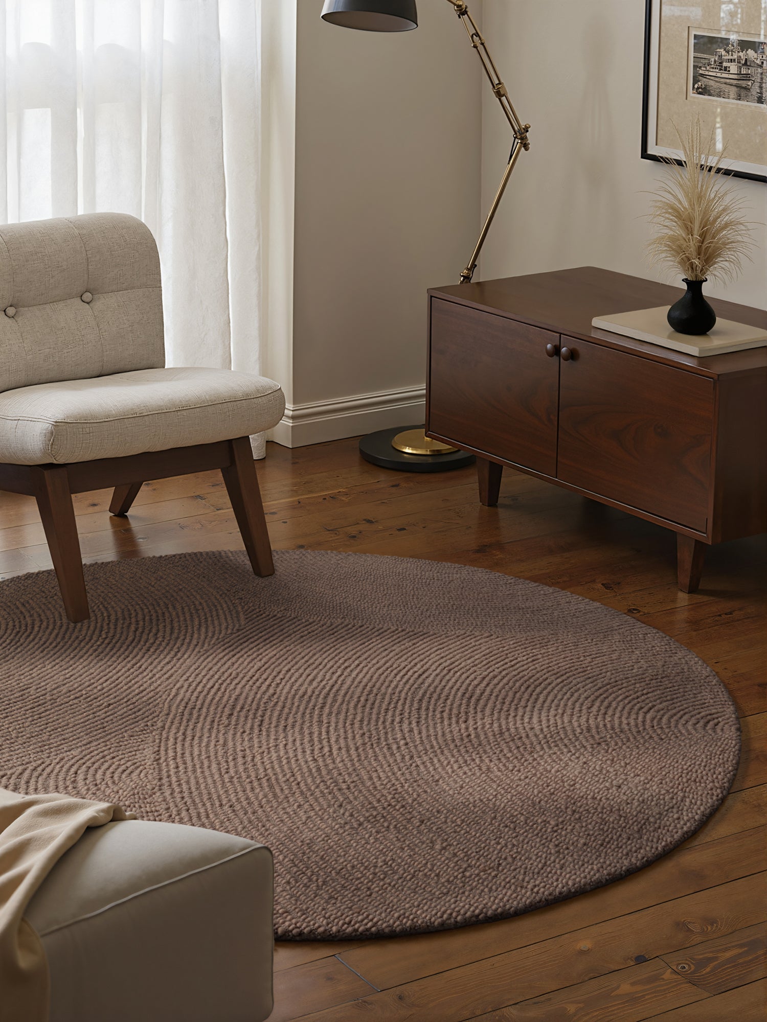 Hanse Home Eleni Rund Ullmatta, Brun