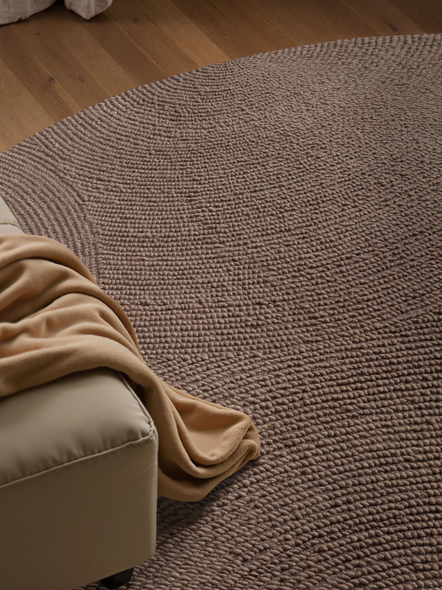 Hanse Home Eleni Rund Ullmatta, Brun