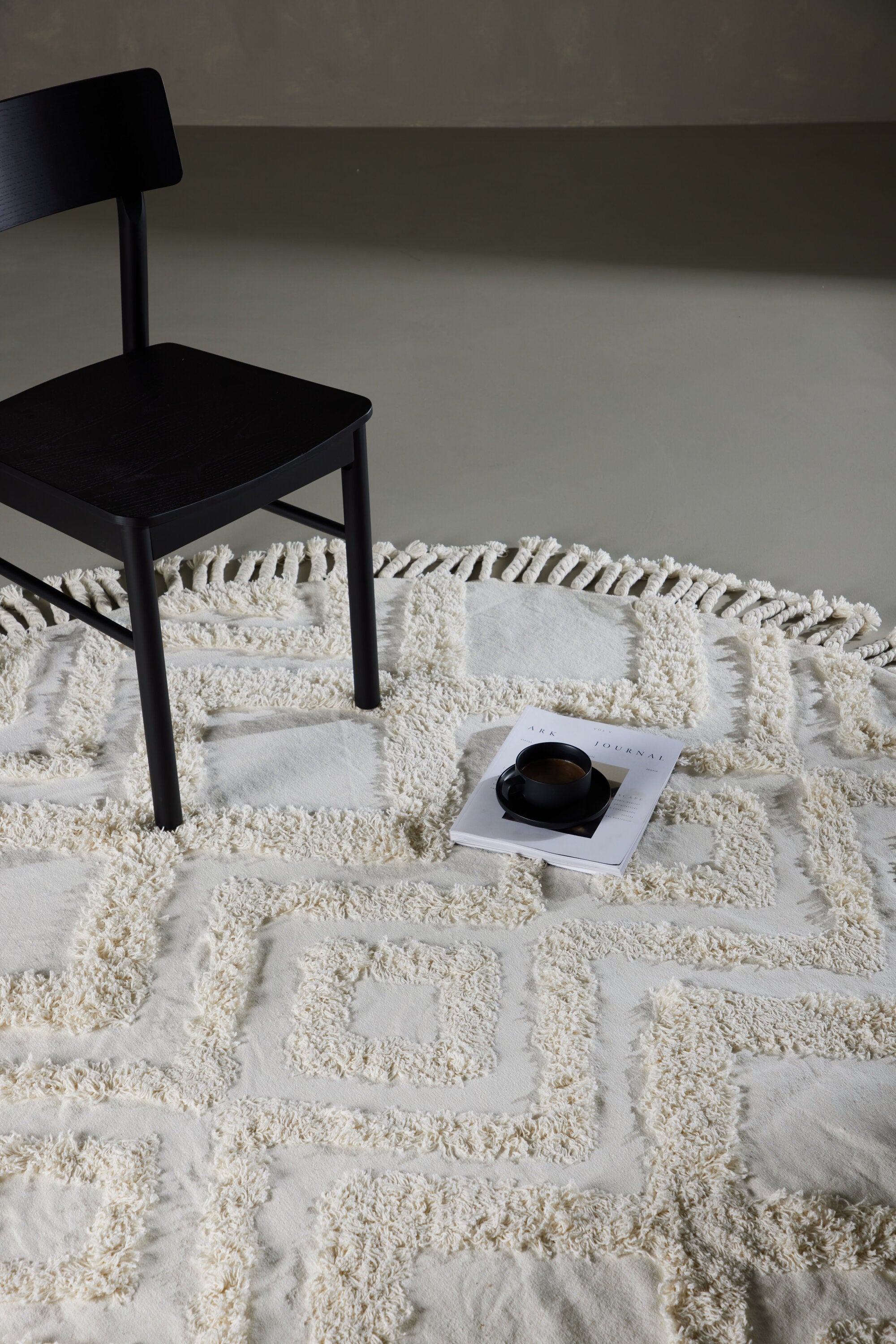 Venture Home Hilma Rund Matta, Bomull, 200cm, Vit