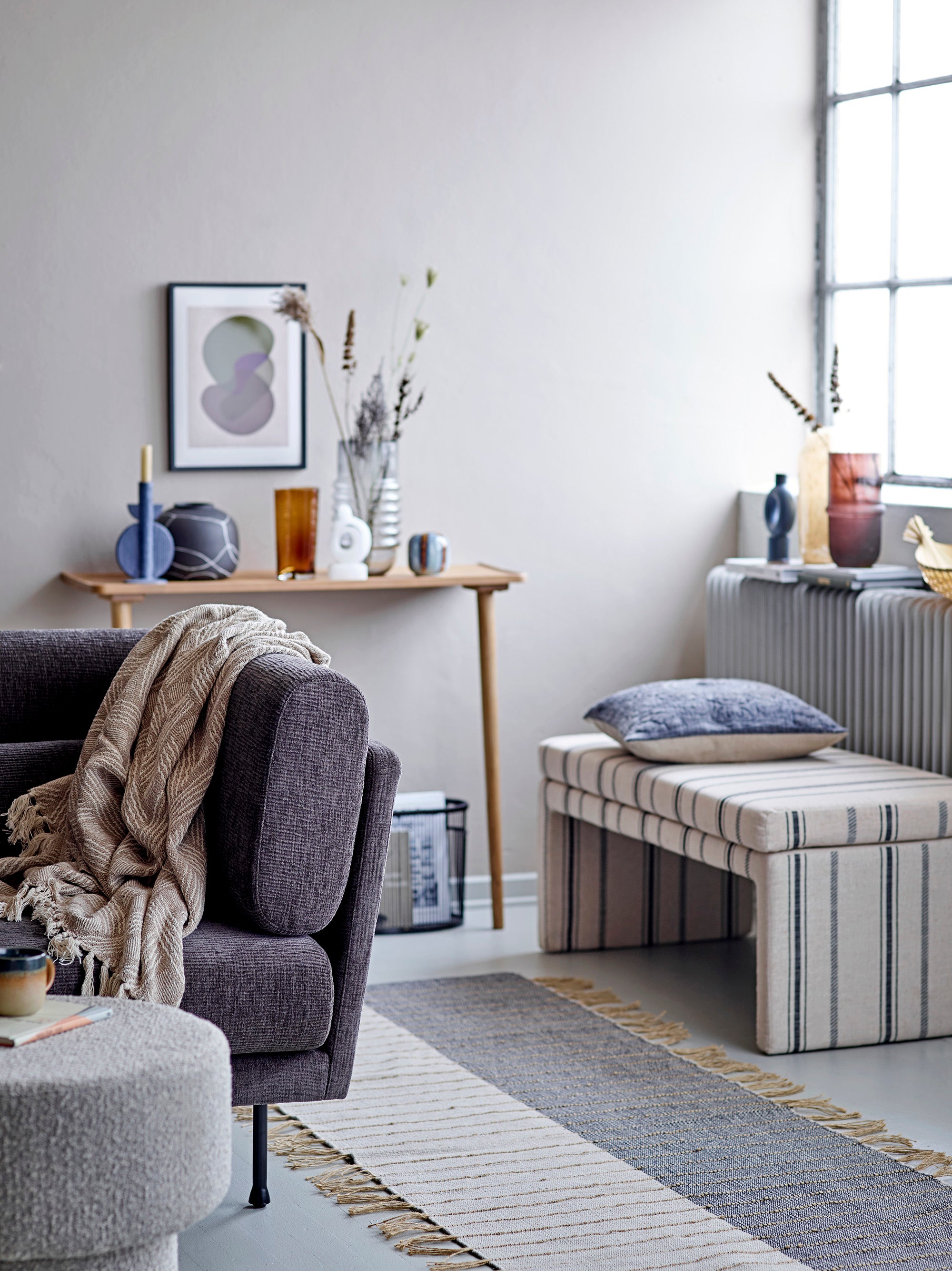 Bloomingville Aciano Matta, Bomull, 80x250cm , Beige/Grå