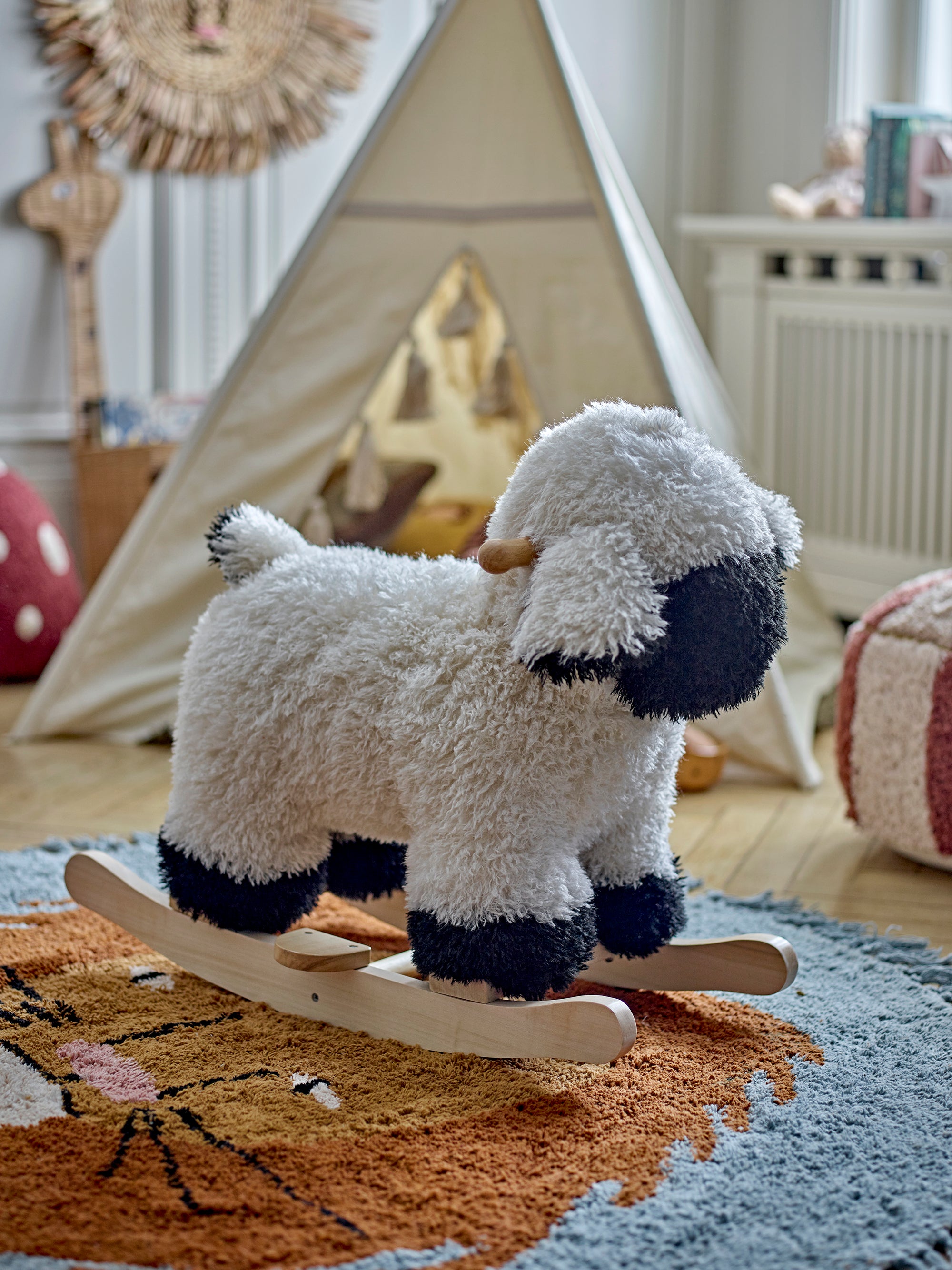 Bloomingville MINI Leroy matta, Bomull, 130cm, Blå