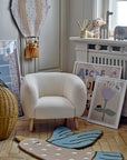 Bloomingville MINI Blue Jay Matta, Ull, 70x84cm, Blå/Beige