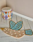 Bloomingville MINI Blue Jay Matta, Ull, 70x84cm, Blå/Beige