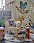 Bloomingville MINI Blue Jay Matta, Ull, 70x84cm, Blå/Beige